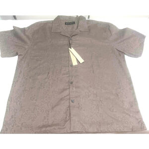 Men's Free Planet Button Down Shirt XL Brown short sleeve 100 cotton